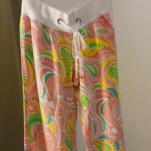 Lilly Pulitzer Pink and Green Wide Leg Pants